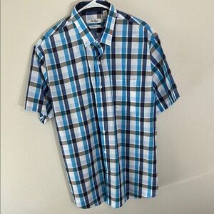 Van Heusen Blue and White Casual Button Down Shirt
